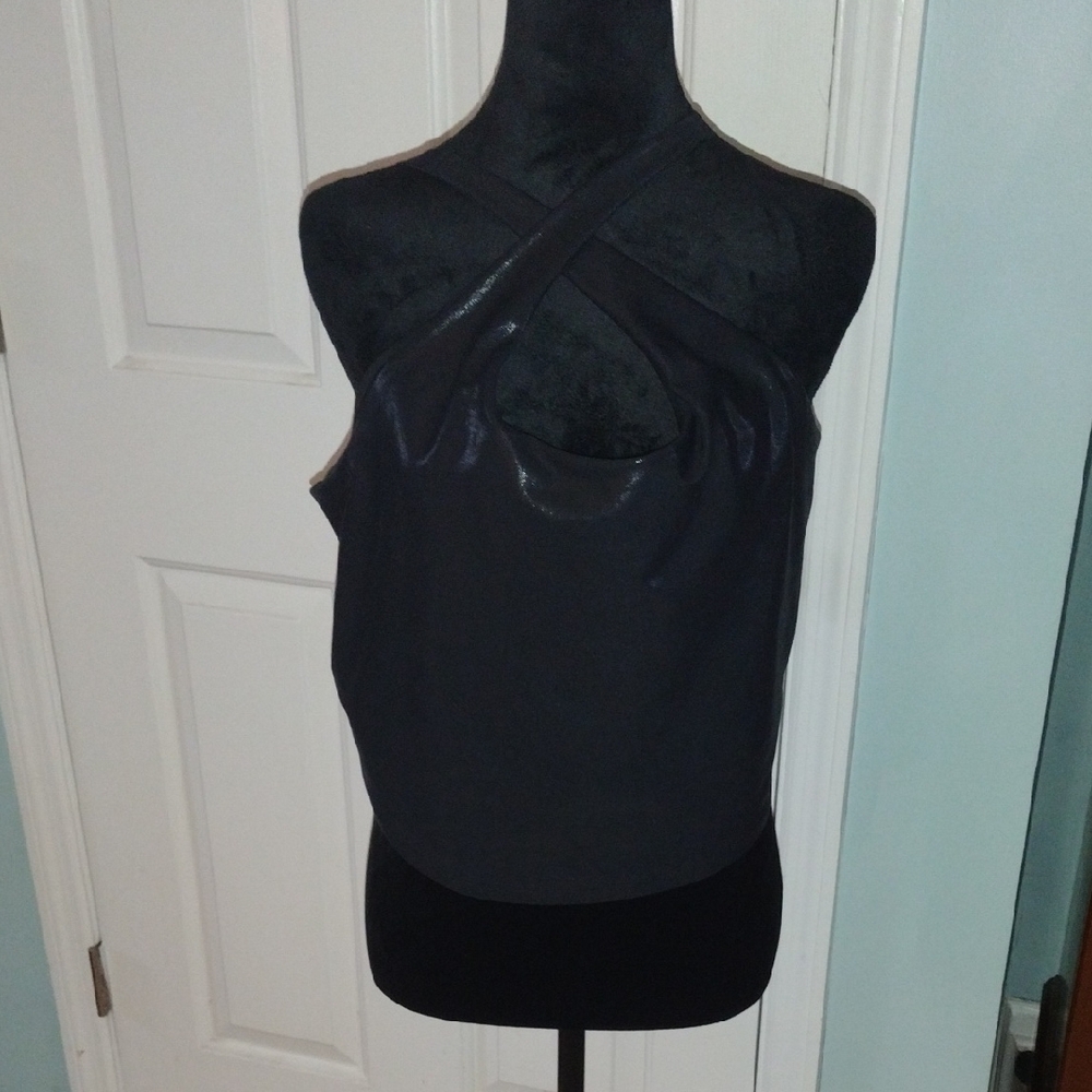 Old Navy Active Wear Black Cross-Back Crop Top